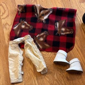 18 inch doll chaps, poncho and boots set EUC